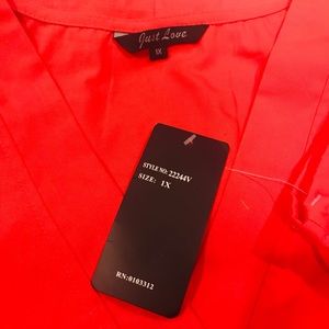Red Just Love scrub top